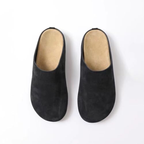 Suede Clogs for Women Comfort Cork Footbed Leather Mules Potato Shoes Round Toe Casual Slip On Sandals Shoe with Arch Support2