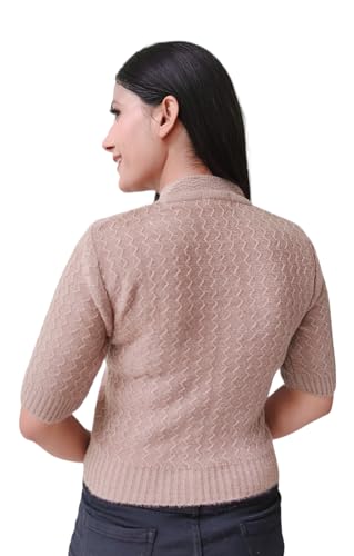 Image of Women's Hosiery Woolen Solid Half Sleeve Sweater Blouse