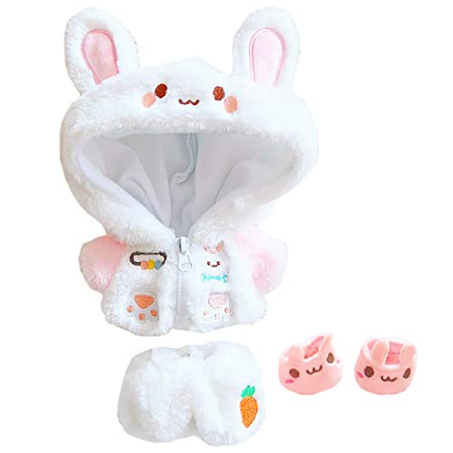 niannyyhouse 20cm人形の服 バニー パーカー ズボン 靴 着せ替え 綿人形の服 ぬいぐるみ 用 (pink)