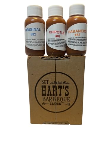 SGT. Hart’s BBQ Sauce Mini Sampler 3 Flavor Pack (Original, Chipotle, Habanero) 1 OZ Each...