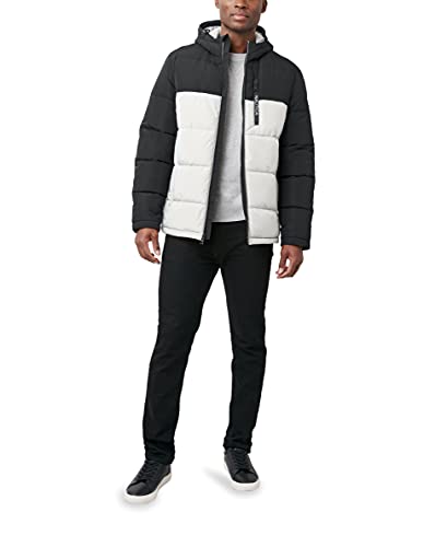 Image of Nautica Men's Midweight Quilted Faux Memory Puffer Jacket -Adjustable Hood Insulated Winter Coat