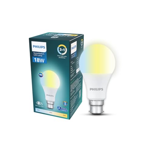Image of Philips SceneSwitch 18W LED Bulb | 3-in-1 Light Modes CDL-NW-WW | B22 Base | Change Brightness with Wall Switch | Energy Efficient | Pack of 1