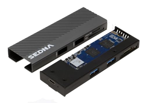 Caja externa USB 3.2 Gen II para SSD M.2 NVMe con hub y lector miniatura 3
