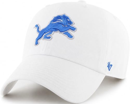47 NFL Unisex Adult Alternate Clean Up Primary Logo Adjustable Hat Cap One Size (US, Alpha, One Size, Detroit Lions - White, Detroit Lions)