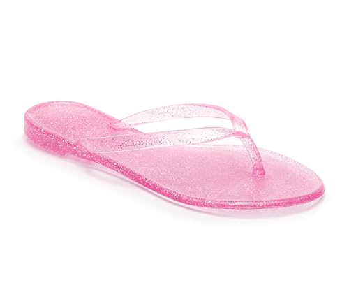 Image of Womens Flip Flops Thong Sandals Jelly Shoes Flat for Ladies Slides Black Slippers Size 9 Slip On Summer Beach Dressy