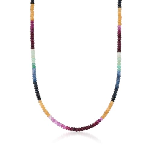 Ross-Simons 50.00 ct. t.w. Multicolored Sapphire Bead Necklace in Sterling Silver