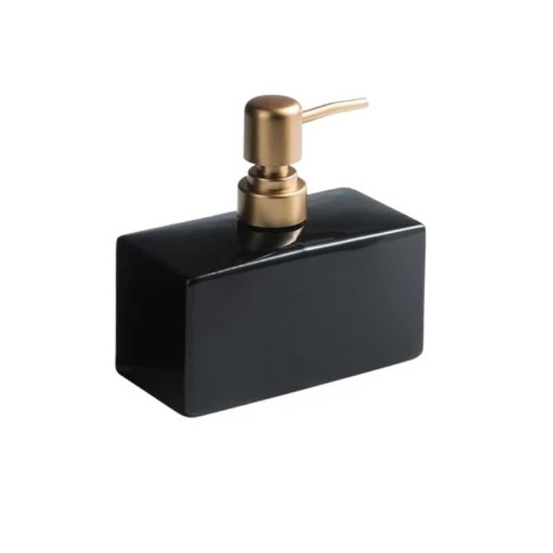 Seifenspender aus Keramik, Badezimmerzubehör, Handflasche, Hotelhalter, rechteckig, Lotionpresse (schwarz)