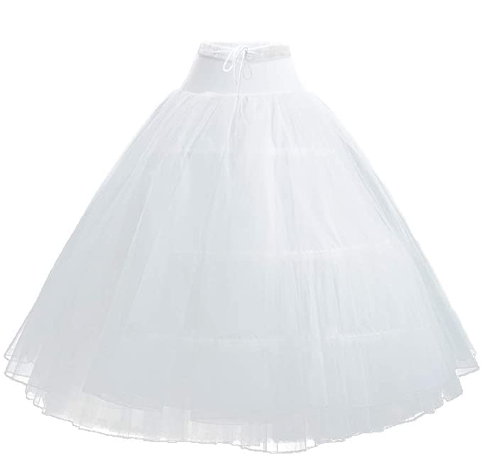 TREXEEA-line 6-Layers Skirt Crinoline Women's Spandex Hoopless Slips Underskirt for Dress Ball Gown Petticoat Bridal Full Length Layered Ball Underskirt for Wedding Dress