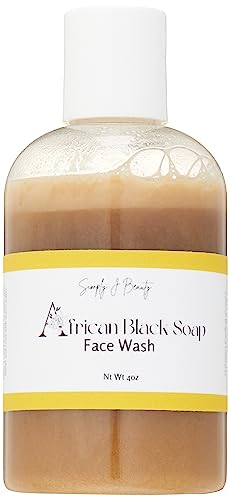 Simply J Beauty Daily Cleasnser African Black Soap Face Wash Helps Clears Dark Spots, Hyperpigmentation, Scars- Hydrates and Mositurizes Skin-All Skin Types