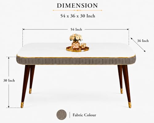 Image of WOODEN SPACE Majestic 4 Seater Wooden Dining Table Set | Urban Marble Top Dining Table with Chairs for Dining Room & Kitchen (Brown Grand Aura) (54 x 36 x 30 inch)