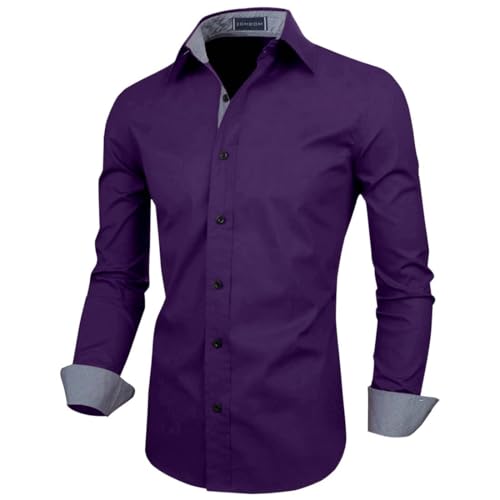 Image of Zombom Men's Solid Cotton Blend Regular Fit Full Sleeve Collared Neck Casual Shirt for Men