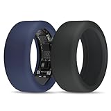 Compatible with UltraHuman Ring AIR Cover - Elastic Silicone Ring Protector for Working Out (S, Black+Night Blue)