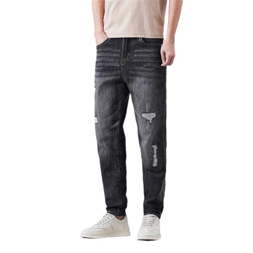 Men Ripped Jeans with Pockets Vintage Streetwear Pants Hip Hop Hole Denim Trousers