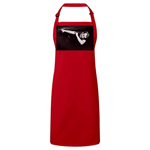Tablier Emmanuel Macron dab rouge cuisine photo célébrité noir blanc