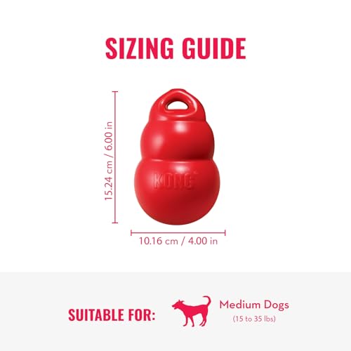 KONG Bounzer Hundespielzeug - Weich und Flexibel - Klassisches Design - Medium - Rot