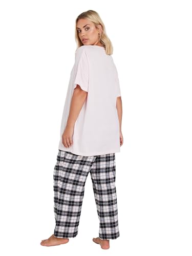 Yours Curve Woven Check Print Pyjama Set - Women's - Plus Size Curve Pink