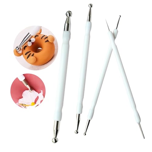 Cake Decorating Metal Ball Fondant Tool, DIY Cake tools, Fondant Cake Pan Flower Sugar Craft Ball Model Mold White(4pcs)