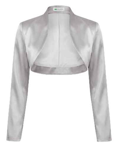 Bolerose Formel Satin Manches Longues Boléro (Argenté, XS)
