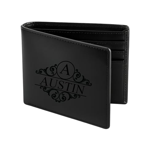 Custom Wallet for Men Personalized Engraved for Men Ideal Gift for Father (Black)