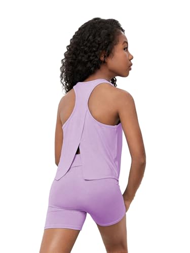 Image of BEAUDRM Girl's 2 Piece Workout Outfits Crop Top and Shorts Athletic Sets | Activewear Sets,Dance Sets,Tumbling Outfits,Hip Hop Dance Outfits,Cheer Practice Outfits for Girls