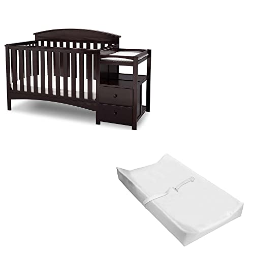 Delta Children Abby Convertible Crib 'N' Changer + Changing Pad And Cover [Bundle], Dark Chocolate #TOP20