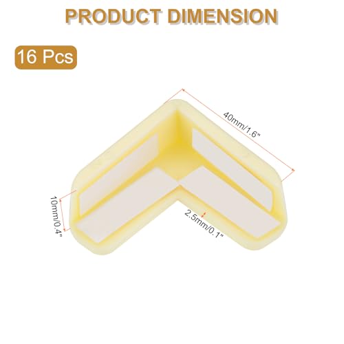 Image of uxcell Corner Protectors, 16 Pcs Table Corner Protectors, Furniture Corner Guard and Edges Safety Bumpers for Table Edges and Sharp Corners (L-shaped, Yellow)