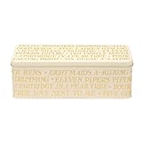 Emma Bridgewater 12 Days of Christmas Cracker Storage Tin, 24 x 8.2 x 10.2 cm, Gold and Cream, Decorative Metal Container