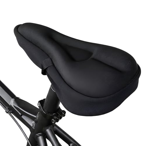 Image of PulGos Cycle Seat Cover for Men & Women | 𝐄𝐱𝐭𝐫𝐚 𝐒𝐨𝐟𝐭 Gel Padded Cushion for 𝐏𝐚𝐢𝐧-𝐅𝐫𝐞𝐞 𝐑𝐢𝐝𝐞𝐬 | Anti-Slip, Breathable 𝐋𝐨𝐧𝐠 Lasting Memory Foam & Universal Fit for All Cycles