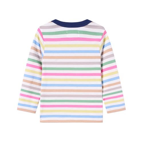 Image of LittleSpring Unisex Kids Long Sleeve Striped Tee Shirt Tagless Crew Neck Cotton T-Shirt