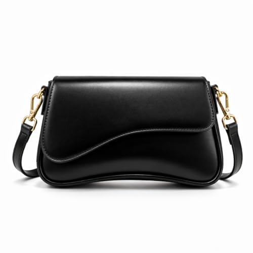 Bolsa Feminina 2 Alças Removíveis Couro Sintético Premium com Zíper e Fecho Magnético (Preto)