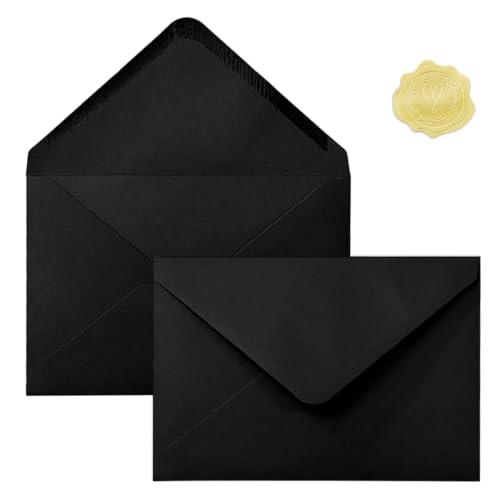 Enveloppes haut de gamme noires A4 et 10x15 cm pour papeterie de réception raffinée
