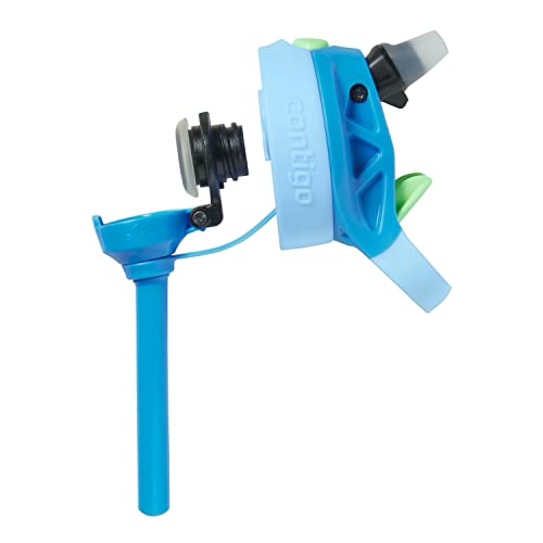 Image of Contigo Kids Water Bottle with Redesigned AUTOSPOUT Straw, 14oz., 2 Pack, Blue Poppy and Periwinkle & Blue Poppy with Periwinkle and Into the Clouds