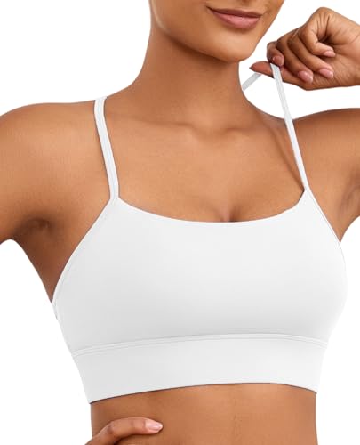 Image of Womens Y-Back Sports Bra, Weightless Padded Yoga Bra, Spaghetti Strap Low Impact Gym Top for Workout & Daily Wear