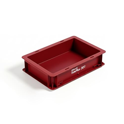Image of KBDcraft Stackable Storage Bin - Heavy-Duty Plastic Organizer Box and Tray with Straight Walls, small plastic bin totes for storage, 12 inchx8 inchx3 inch, 0.5Gal (Red, 1 Pack)