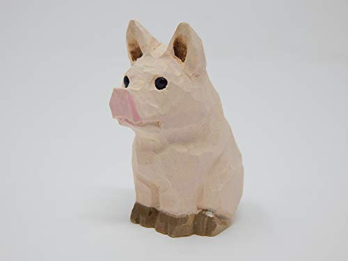 Estatua decorativa cerdito de madera pequeña miniatura 4