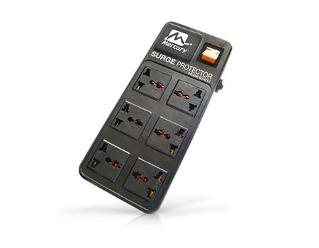 Mercury 6-Way Surge Protector, Black (5.0 Mtr)