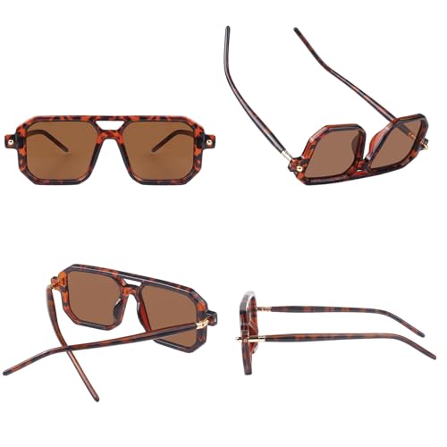 Htms 70s Vintage Square Sunglasses Women Men Geometric Square Classic Frame Retro Shades Glasses 6