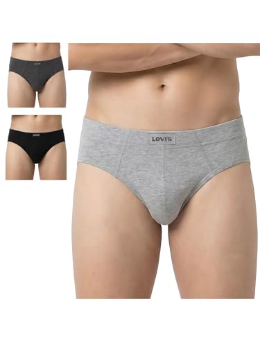 Image of Levi's 011 Comfort Brief for Men | 100% Pure Cotton | Breathable | Durable | Anti-Roll Waistband | Extra Supportive Gusset | Dual Layer 3D Pouch | Tagless & Zero Irritation Comfort | Pack of 3