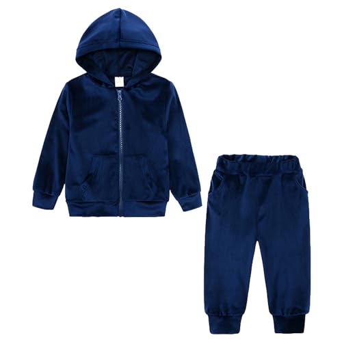 Girls Velvet Tracksuit Hoodie Sweatshirt and Jogger Pants Outfits Set for 0-12 Years