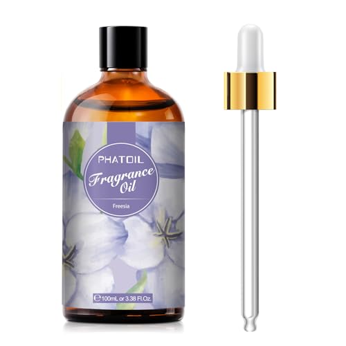 PHATOIL 3.38FL.OZ Freesia Fragrance Oils for Aromatherapy, Essential Oils for Diffusers for Home, Perfect for Diffuser, DIY Candle and Soap Making, DIY Scented Products - 100ml