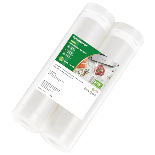 Image of Bonsenkitchen Vacuum Sealer Bags Rolls for Food, 2 Packs 11 inch x 20', Heavy-Duty Textured Material Bag, BPA-Free, Commercial-Grade, Custom-Length Bag for Food Storage & Sous Vide
