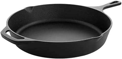 MegaChef 12 Inch Round Preseasoned Cast Iron Frying Pan in Black, MCCI