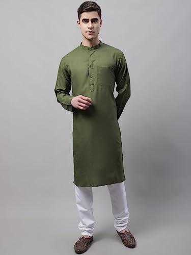 Image of Jompers Men's Cotton Regular Fit Solid Kurtas