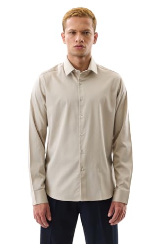 Image of SNITCH Men Formal Shirt | Slim Fit Full Sleeve Classic Collar Solid Pattern | Premium Cotton Blend & Breathable Fabric for Office