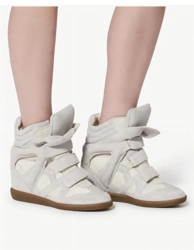 Image of Wedge Sneakers for Women, High Top Platform Suede with Hidden Wedge & Triple Strappy Band