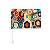 Bunte kreisförmige geometrische Autofahne für den Außenbereich, Fensterclip, 30 x 45 cm, doppelseitige Auto-Dekoration