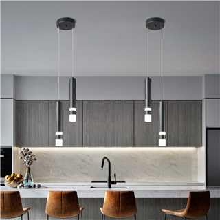 ZPBSJ Modern Pendant Light Adjustable Height LED Black Mini Pendant Light for Kitchen Island Bedroom Bedside Table Small Pendant Lights(2-Lights) - Image 2