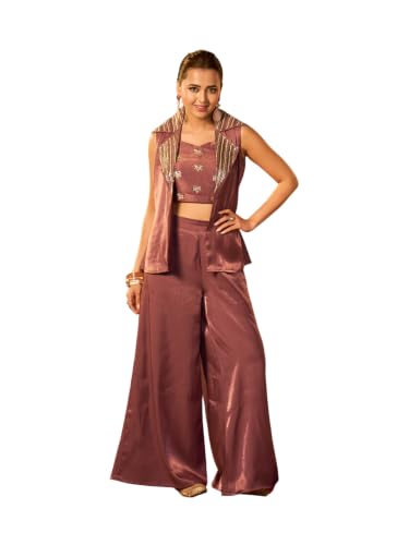 Image of MOKOSH Women's Silk Beadwork & Embroidered Jacket Palazzo Set