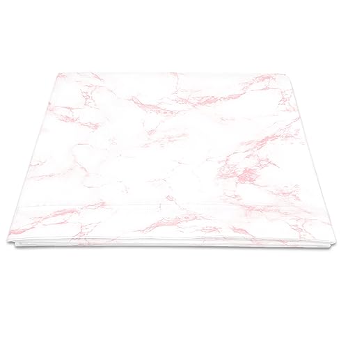 Pizuna Carrara Marble Pink Print Flat Sheet Super King Size, 100% Long Staple Cotton 400 Thread count Bedding Super King