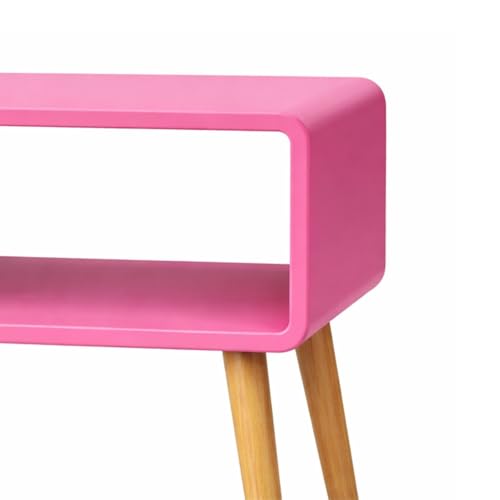 Image of SS Wood Nation Vintage Bookcase Nightstand, Coffee Table, End Table, Bedside Table for Compact Areas, Magazine Stand with Storage, and Living Room /Bedroom (Modern, Blush Pink)